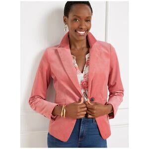 Talbots Pink Corduroy Cutaway Blazer Size 6 Soft Stretch Career Jacket